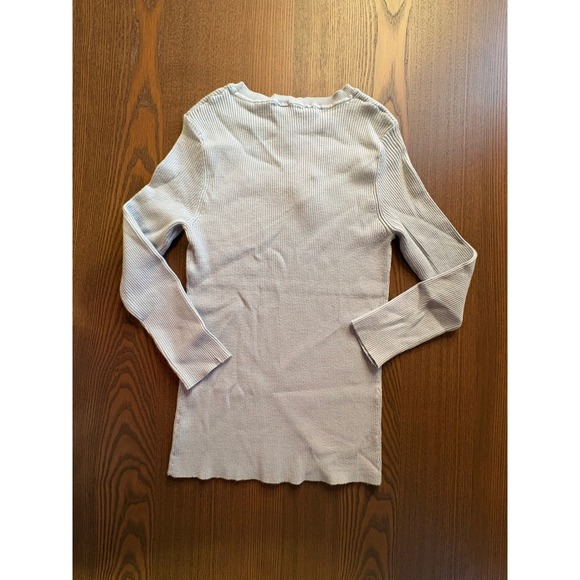 Carmen Marc Valvo Womens Light Blue Ribbed Cutout Neck Knit Top CV100525 NWT M - Picture 8 of 11